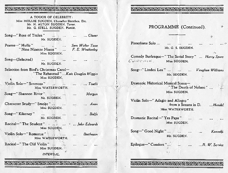 Sutton Baptist Sunday School Concert 1938